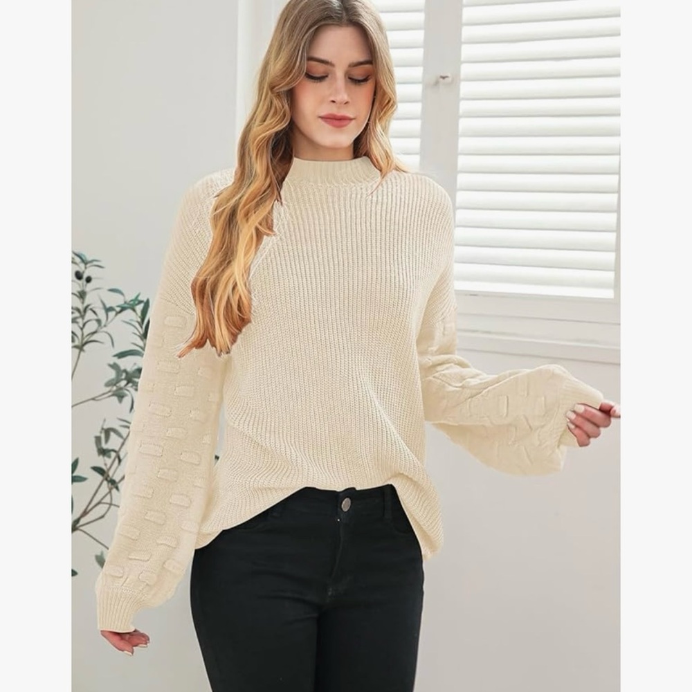 Womens 2024 fall outfit oversized chunky knit pullover sweater tops